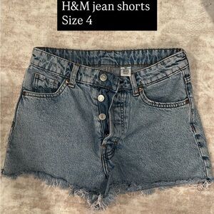 H&M Light Blue Denim Frayed Hem Jean Shorts